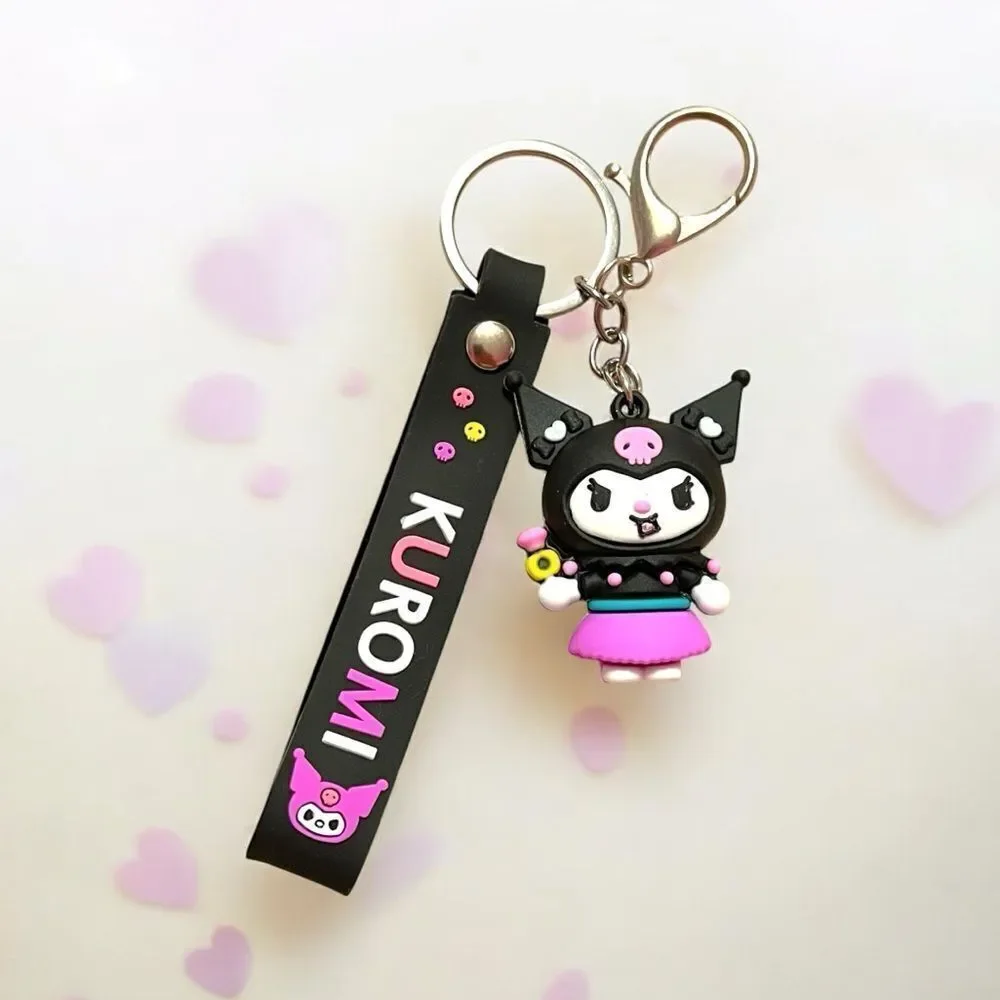 🤯5/$25🤯 Black Kuromi Pink Skirt Bag Charm Key Chain